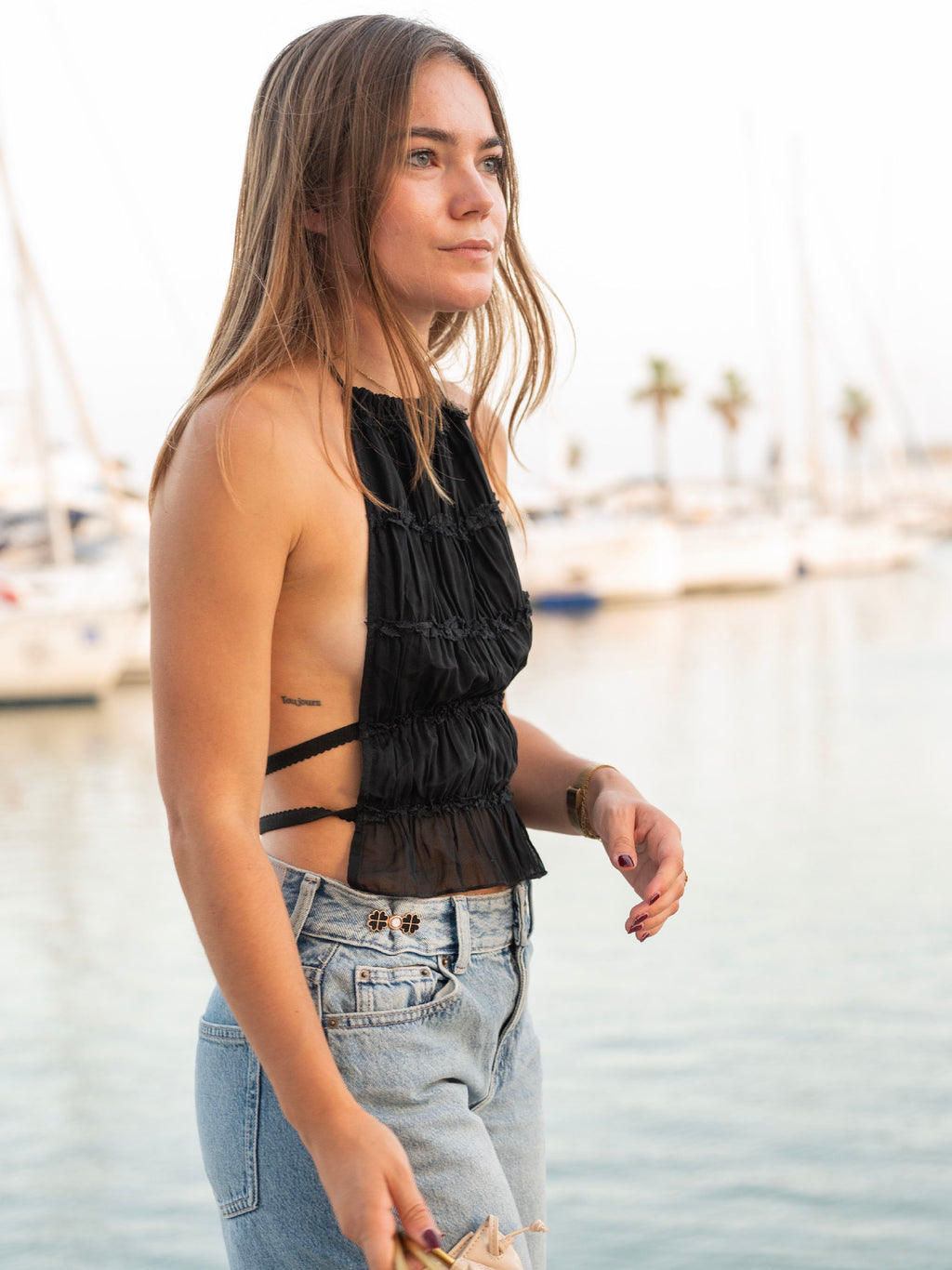 Trébol Negro – Pin Ajustador de cintura para jeans y pantalones